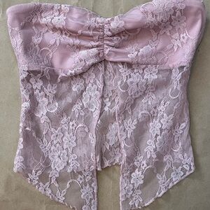 Edikted Pink Lace Strapless Bandeau Corset
